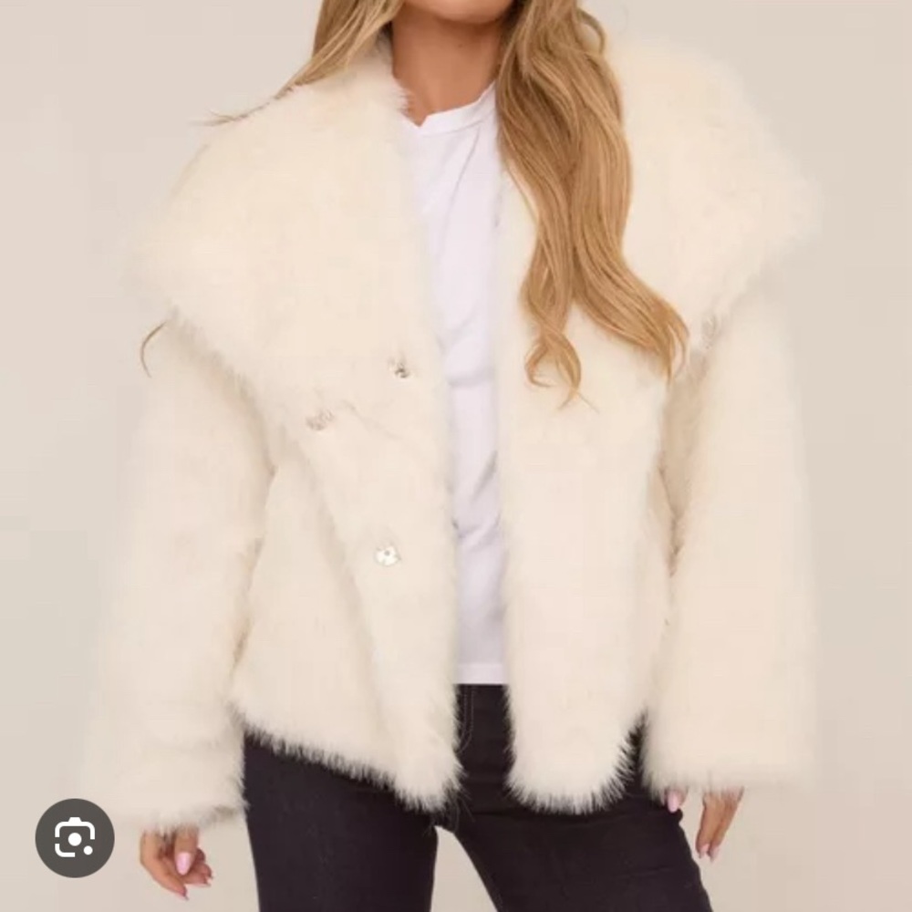 Cream faux fur oversized by Ego London